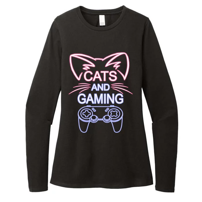 Cats And Gaming Funny Cat Lover Gaming Gift Gamer Womens CVC Long Sleeve Shirt