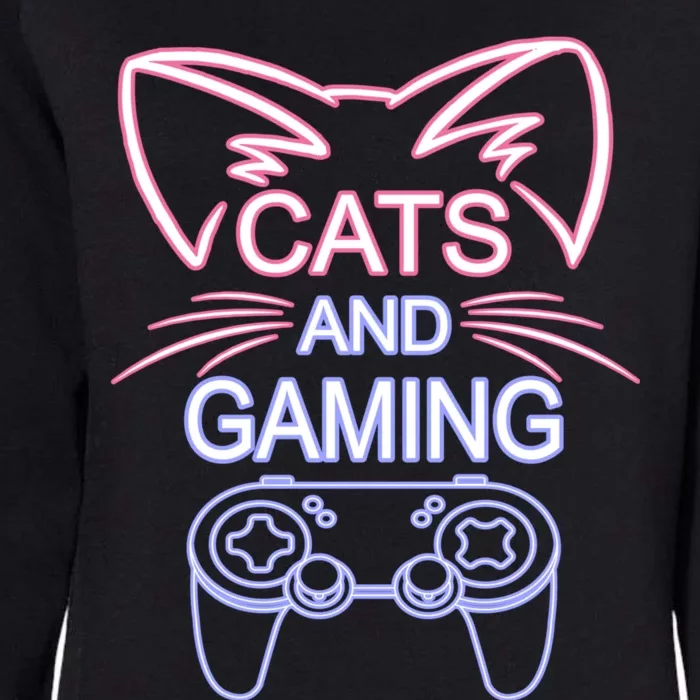 Cats And Gaming Funny Cat Lover Gaming Gift Gamer Womens California Wash Sweatshirt