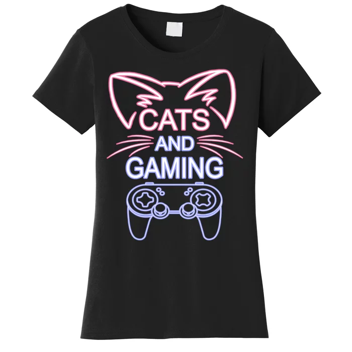 Cats And Gaming Funny Cat Lover Gaming Gift Gamer Women's T-Shirt