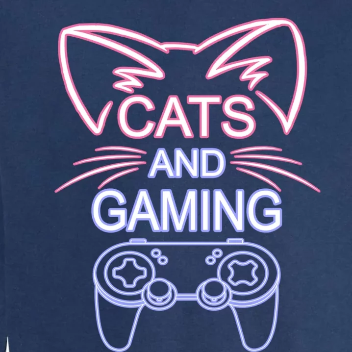 Cats And Gaming Funny Cat Lover Gaming Gift Gamer Garment-Dyed Sweatshirt