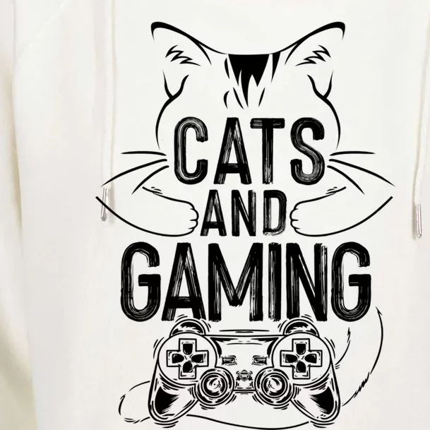 Cats And Gaming Funny For Gamer Cat Lover Cat Mom Cat Dad Womens Funnel Neck Pullover Hood