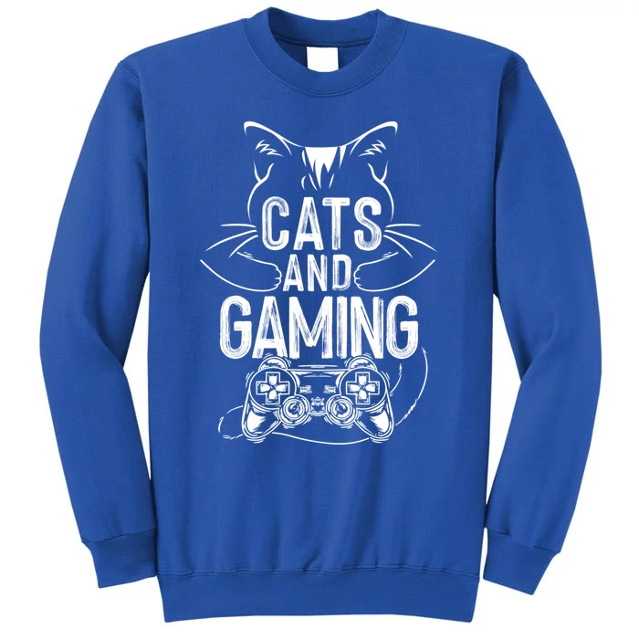 Cats And Gaming Funny For Gamer Cat Lover Cat Mom Cat Dad Sweatshirt