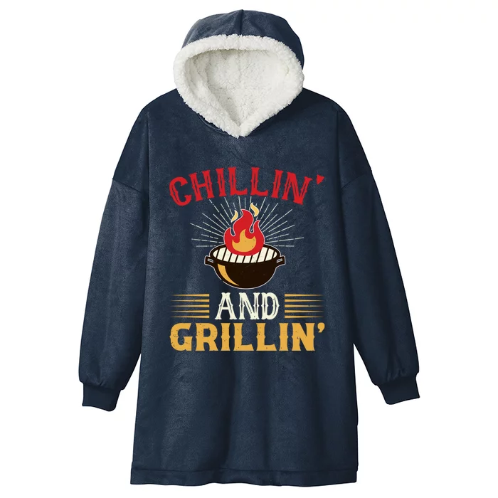 Chillin And Grillin Funny Bbq And Grill Quotes For Bbq Lovers Gift Hooded Wearable Blanket