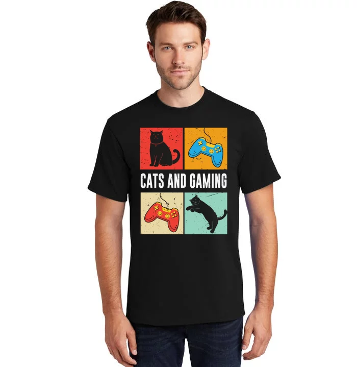 Cats And Gaming For The Cat Lover Gamer Video Game Player Tall T-Shirt