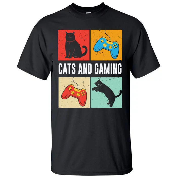 Cats And Gaming For The Cat Lover Gamer Video Game Player Tall T-Shirt