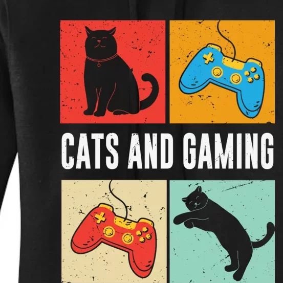 Cats And Gaming For The Cat Lover Gamer Video Game Player Women's Pullover Hoodie