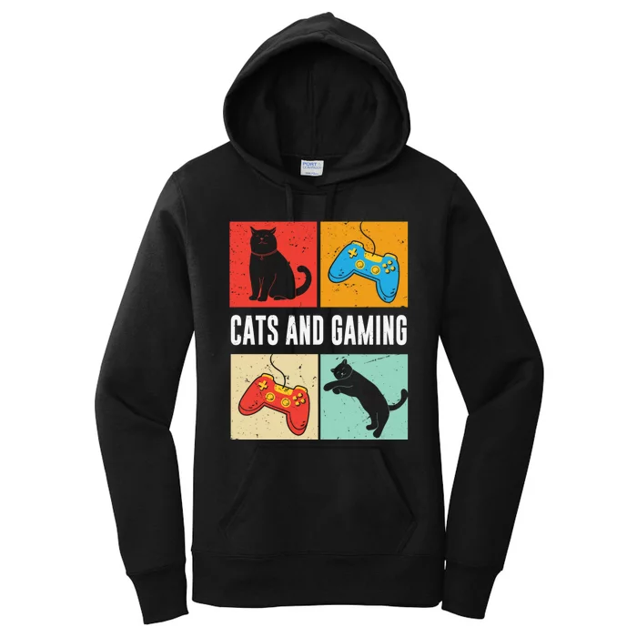 Cats And Gaming For The Cat Lover Gamer Video Game Player Women's Pullover Hoodie