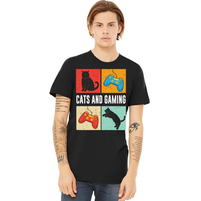 Cats And Gaming For The Cat Lover Gamer Video Game Player Premium T-Shirt