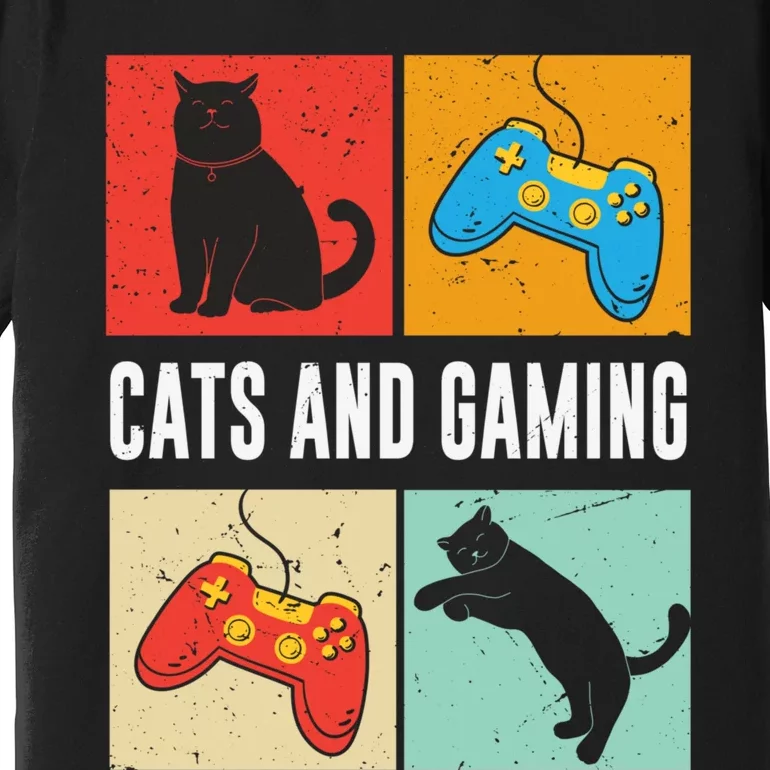 Cats And Gaming For The Cat Lover Gamer Video Game Player Premium T-Shirt