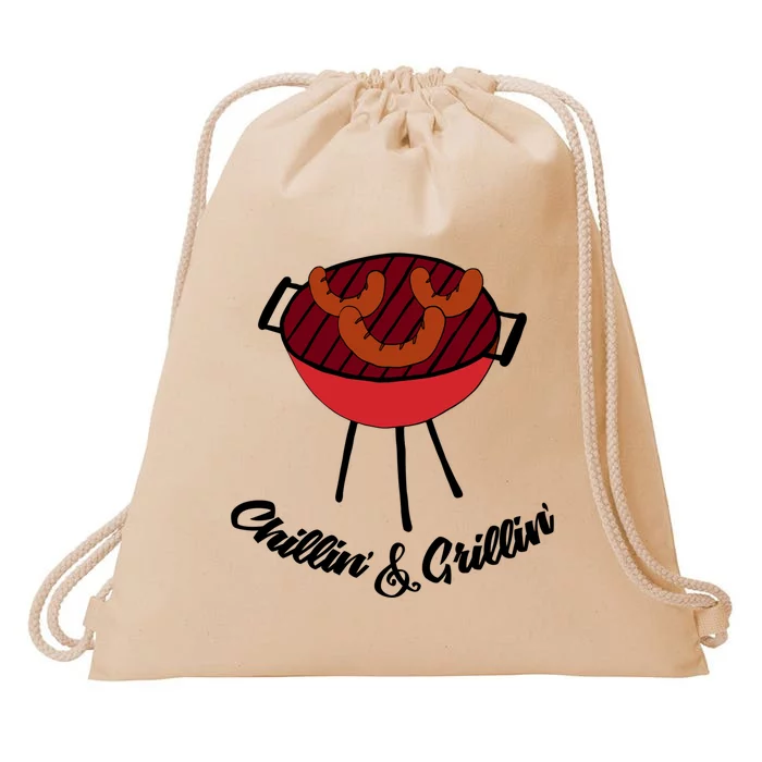 Chillin And Grillin Barbecue Grill Retro Food Meaningful Gift Drawstring Bag