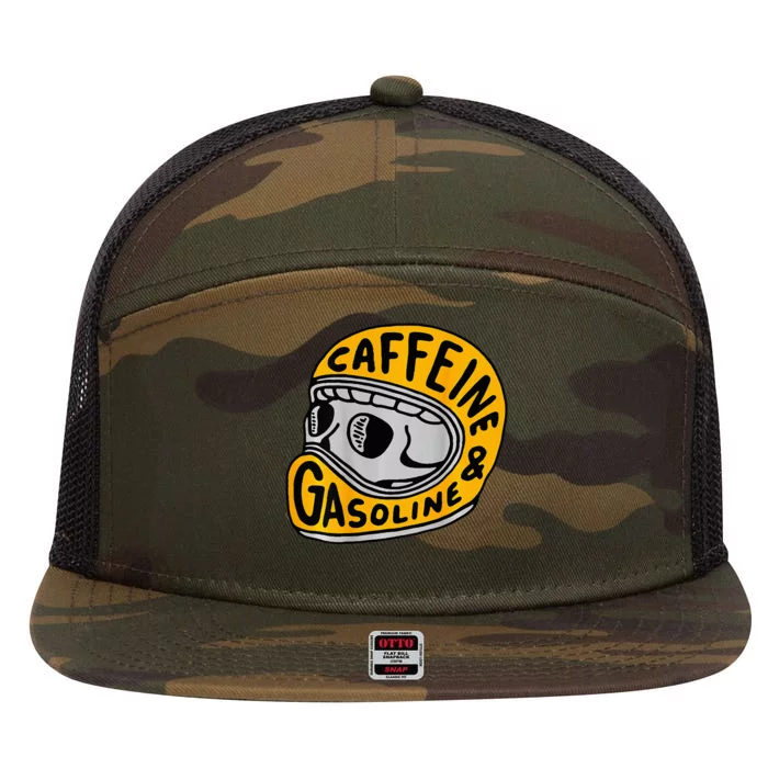 Caffeine And Gasoline 7 Panel Mesh Trucker Snapback Hat