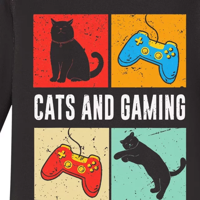 Cats And Gaming For The Cat Lover Gamer Video Game Player Baby Long Sleeve Bodysuit