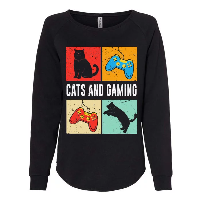 Cats And Gaming For The Cat Lover Gamer Video Game Player Womens California Wash Sweatshirt