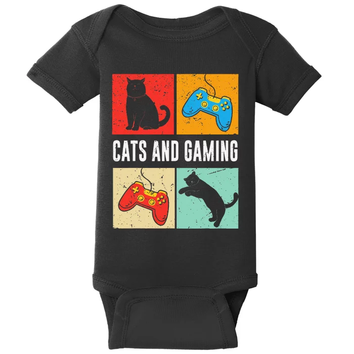 Cats And Gaming For The Cat Lover Gamer Video Game Player Baby Bodysuit