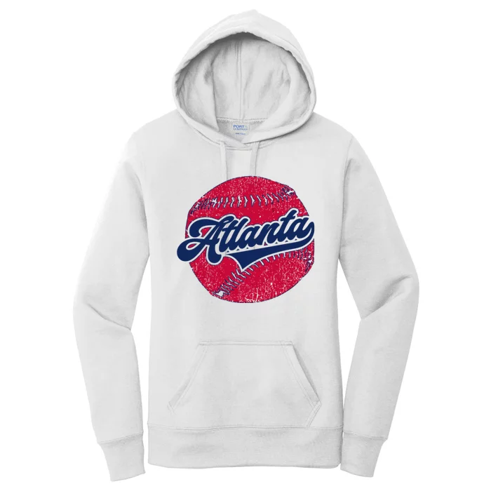 Classic Atlanta, Georgia Baseball Fan Retro Vintage Women's Pullover Hoodie