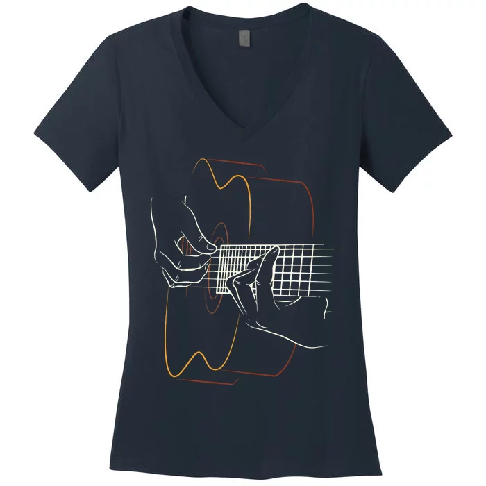 Cool Acoustic Guitar For Men Women Acoustic Guitar Player Women's V-Neck T-Shirt