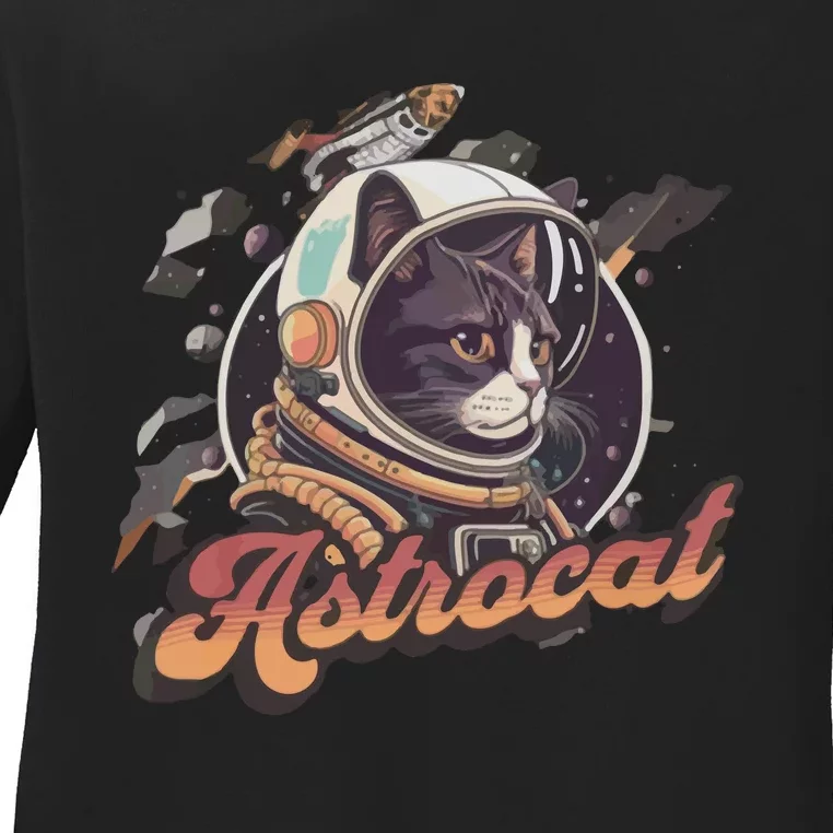 Cat Astrocat Gift For Loved One Ladies Long Sleeve Shirt