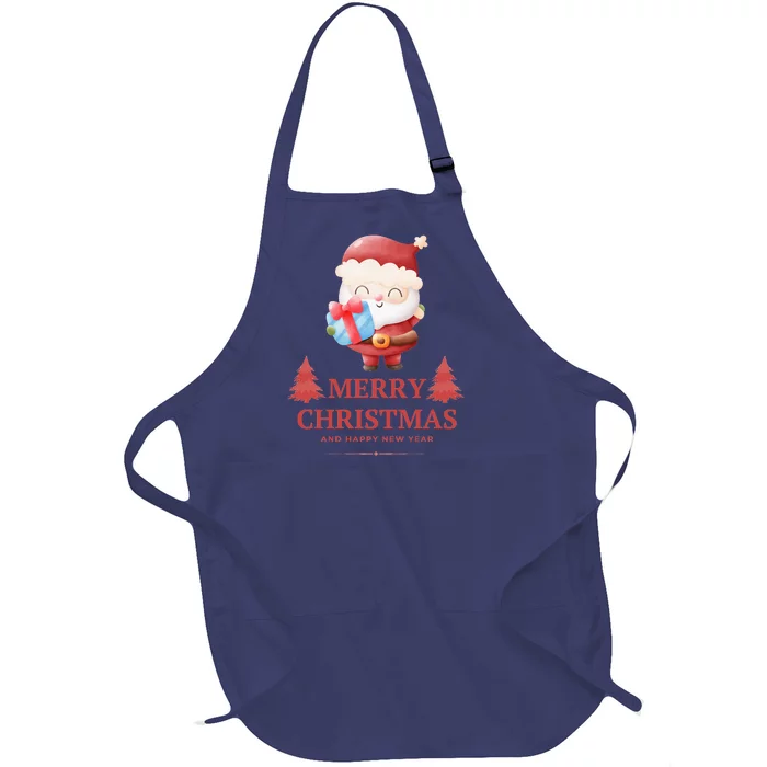 Christmas And Happy New Year Full-Length Apron With Pocket