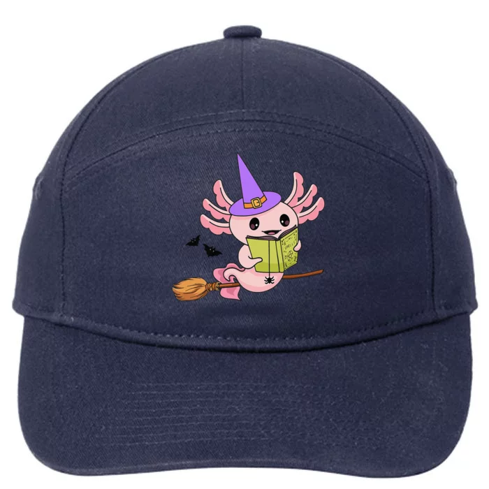 Cute Axolotl Halloween Axolotl Witch Casting Spells 7-Panel Snapback Hat