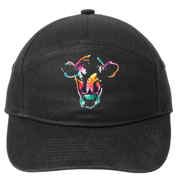 Cow Art Head Gift Watercolor 7-Panel Snapback Hat