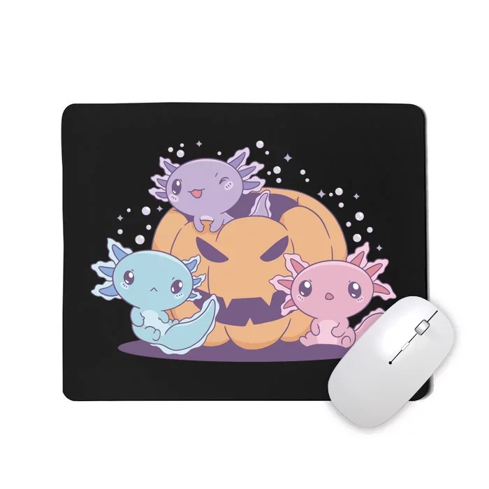 Cute Axolotl Halloween Pumpkin Mousepad