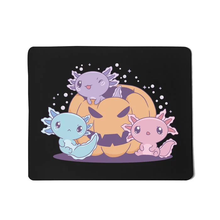 Cute Axolotl Halloween Pumpkin Mousepad