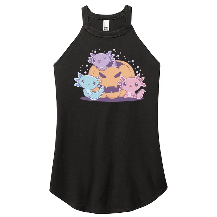 Cute Axolotl Halloween Pumpkin Women’s Perfect Tri Rocker Tank