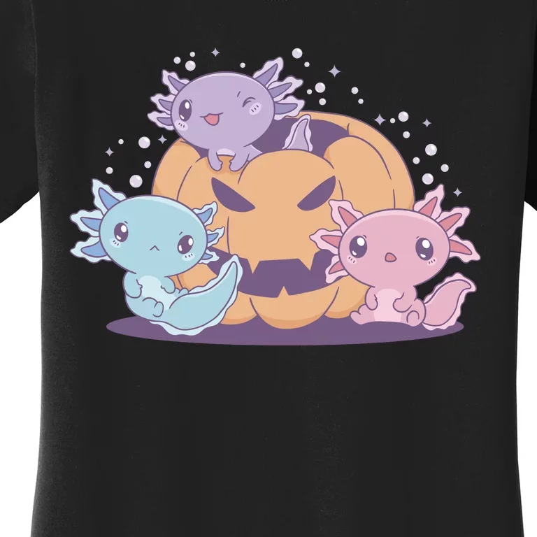 Cute Axolotl Halloween Pumpkin Women's T-Shirt