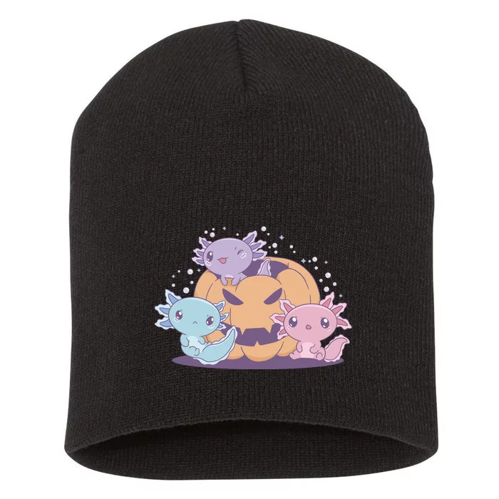 Cute Axolotl Halloween Pumpkin Short Acrylic Beanie