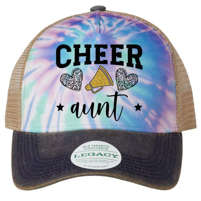 Cheer Aunt Hearts Cheerleading Aunt Of A Cheerleader Legacy Tie Dye Trucker Hat