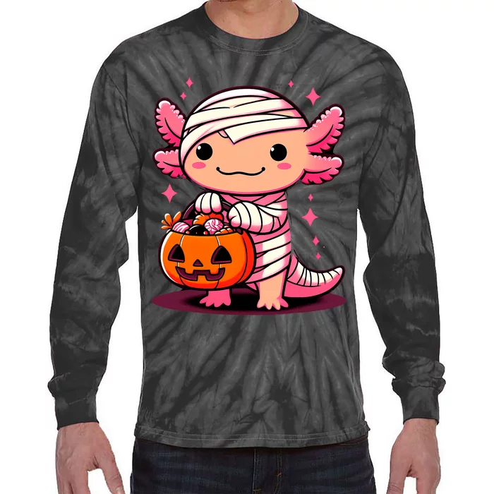 Cute Axolotl Halloween Costume Tie-Dye Long Sleeve Shirt