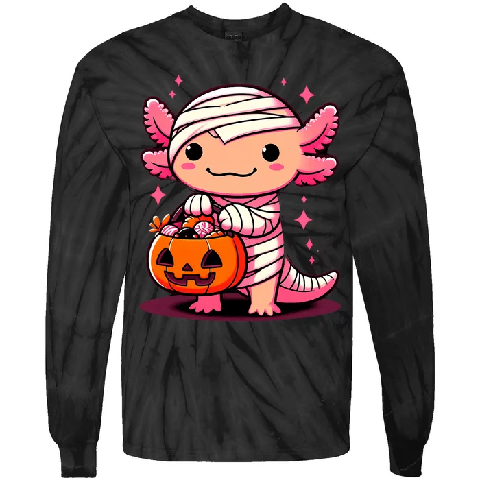 Cute Axolotl Halloween Costume Tie-Dye Long Sleeve Shirt