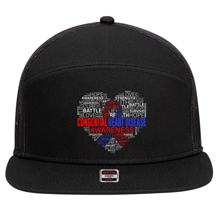 CHD Awareness Heart Disease Fighting Hope Support Warrior 7 Panel Mesh Trucker Snapback Hat