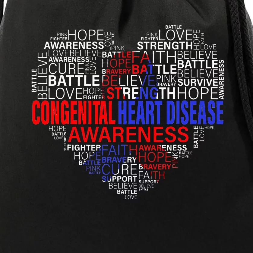 CHD Awareness Heart Disease Fighting Hope Support Warrior Drawstring Bag