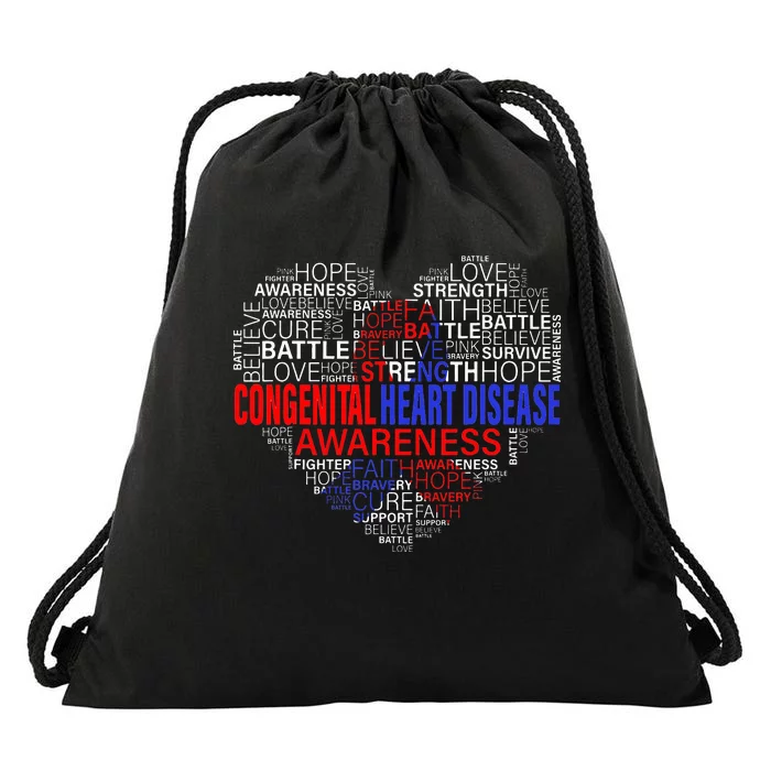 CHD Awareness Heart Disease Fighting Hope Support Warrior Drawstring Bag