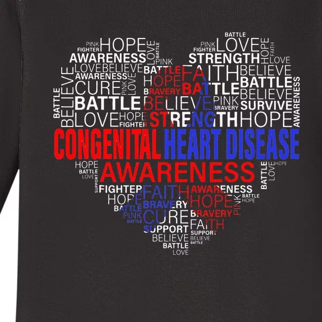 CHD Awareness Heart Disease Fighting Hope Support Warrior Baby Long Sleeve Bodysuit