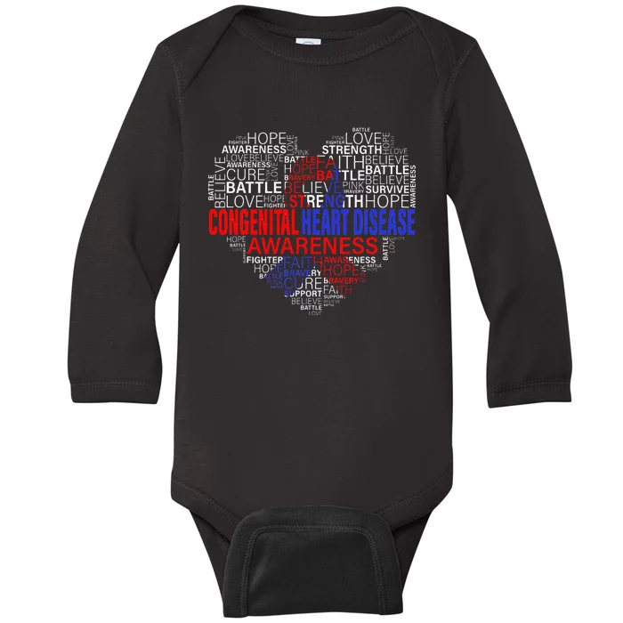 CHD Awareness Heart Disease Fighting Hope Support Warrior Baby Long Sleeve Bodysuit