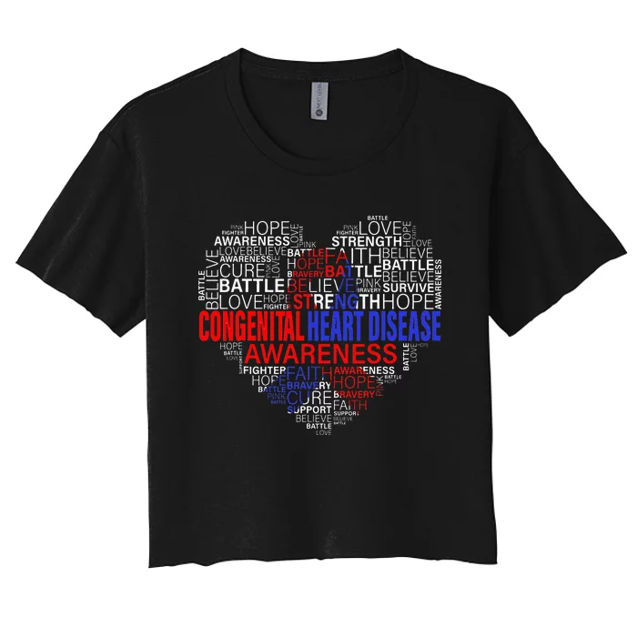 CHD Awareness Heart Disease Fighting Hope Support Warrior Women's Crop Top Tee