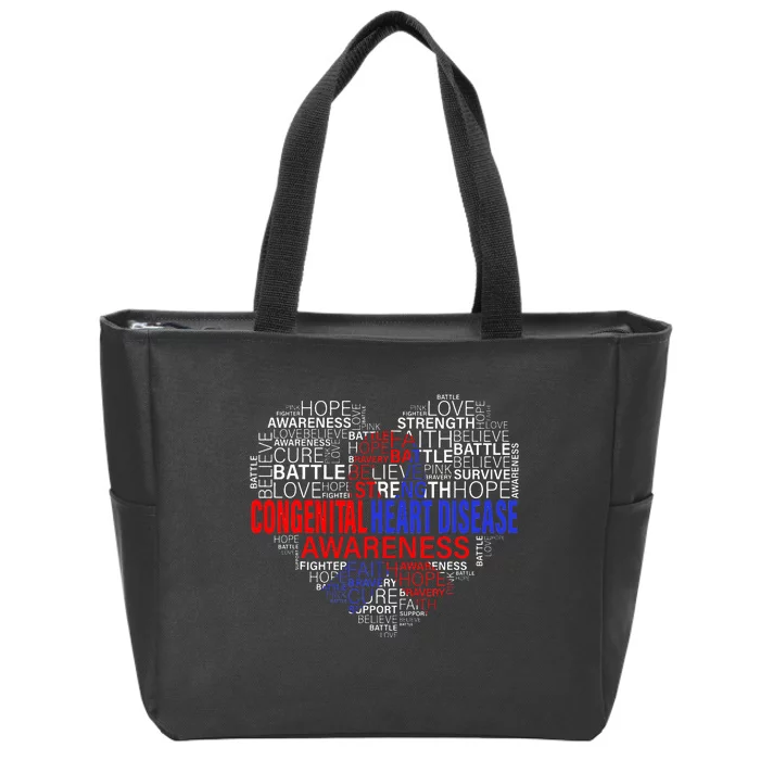 CHD Awareness Heart Disease Fighting Hope Support Warrior Zip Tote Bag