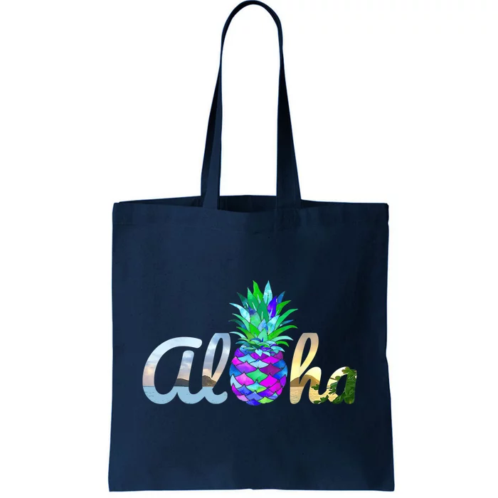 Cute Aloha Hawaii Pineapple Mermaid Purple Girl Wo Tote Bag