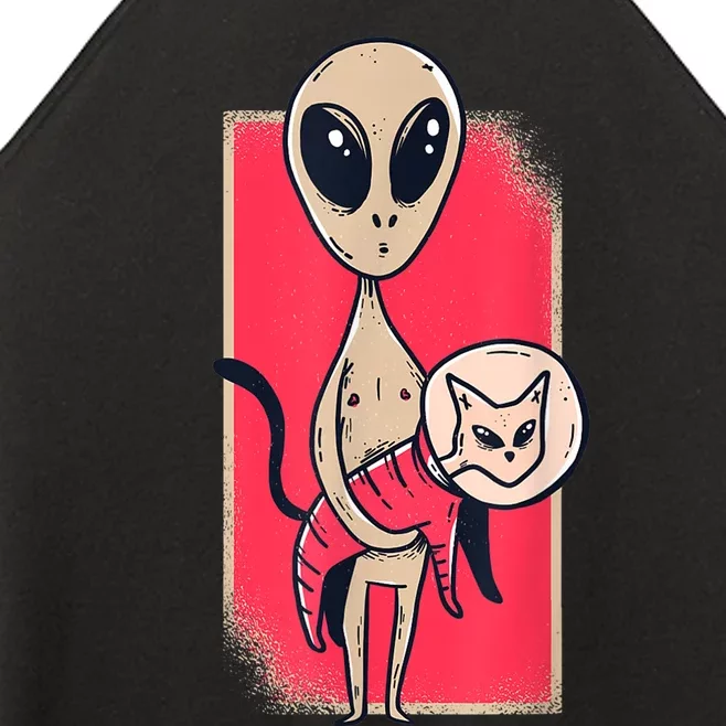 Cute Alien Holding A Pet Cat Women’s Perfect Tri Rocker Tank