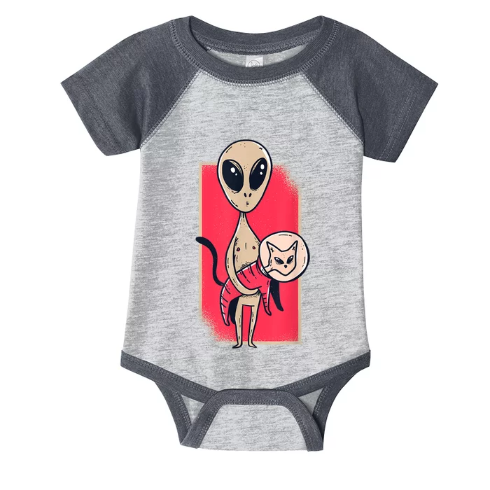 Cute Alien Holding A Pet Cat Infant Baby Jersey Bodysuit