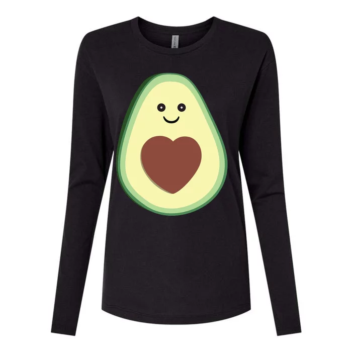 Cute Avocado Heart Love Womens Cotton Relaxed Long Sleeve T-Shirt