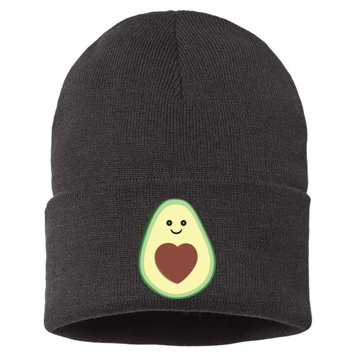 Cute Avocado Heart Love Sustainable Knit Beanie