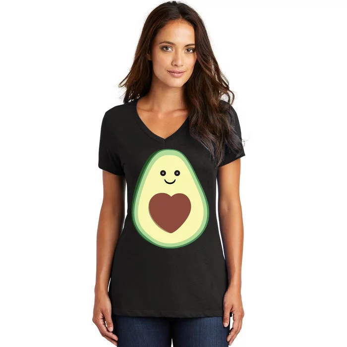 Cute Avocado Heart Love Women's V-Neck T-Shirt