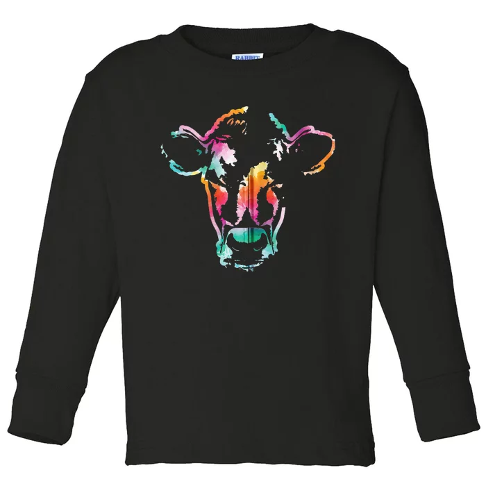 Cow Art Head Gift Watercolor Zip Hoodie Toddler Long Sleeve Shirt