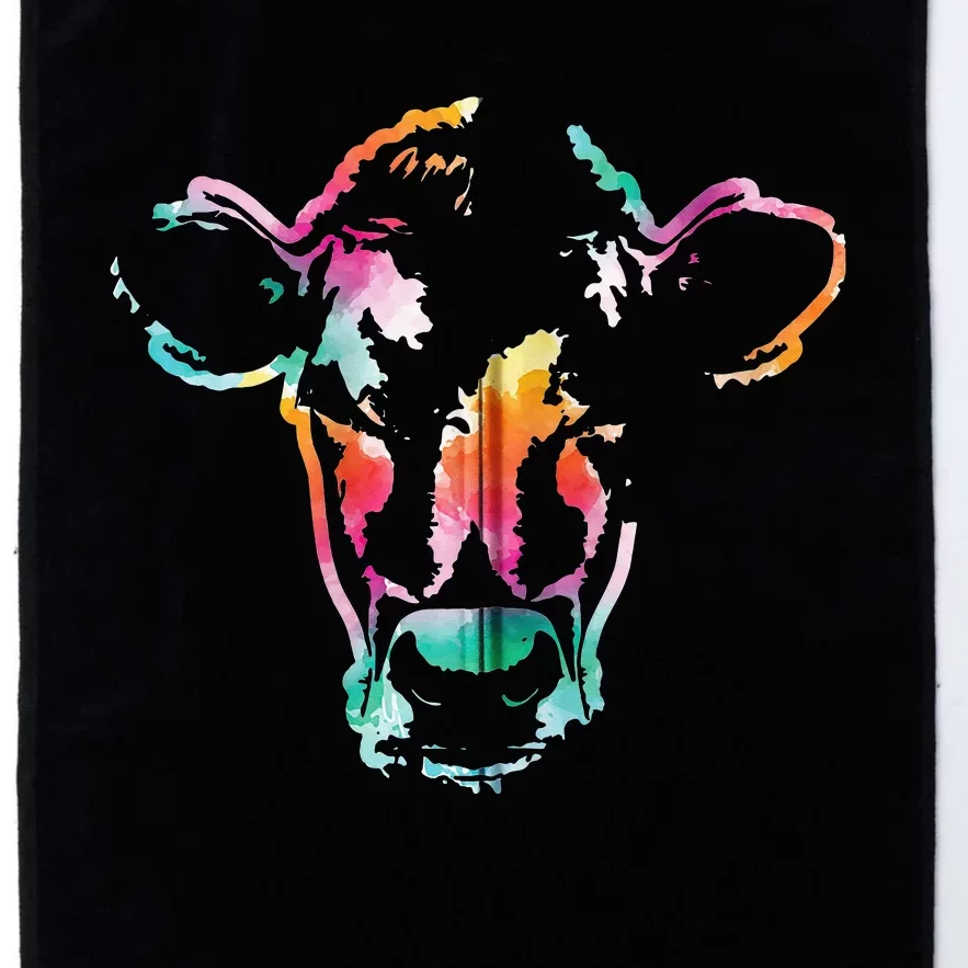 Cow Art Head Gift Watercolor Zip Hoodie Platinum Collection Golf Towel