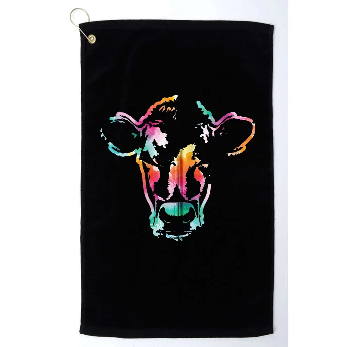 Cow Art Head Gift Watercolor Zip Hoodie Platinum Collection Golf Towel