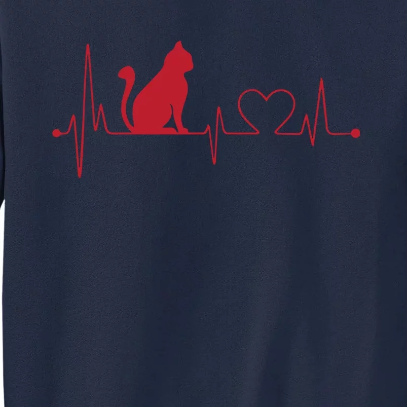 Cat And Heart Wave Cat Lover Tall Sweatshirt