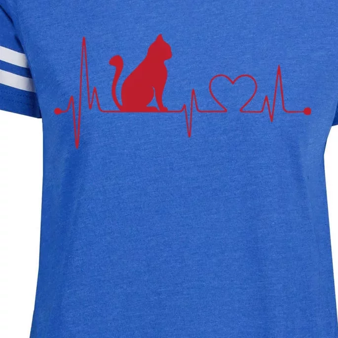 Cat And Heart Wave Cat Lover Enza Ladies Jersey Football T-Shirt